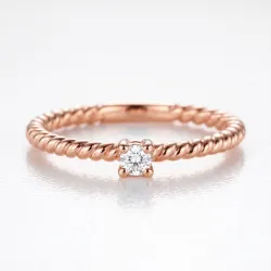 Bague Solitaire Jonc Torsad&eacute; en Or 18K ou Platine | Celinni