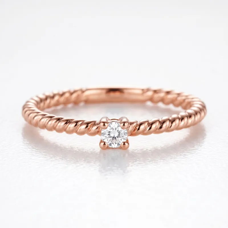 Bague Solitaire Jonc Torsad&eacute; en Or 18K ou Platine | Celinni