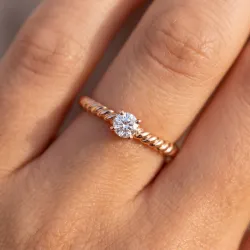 Bague Solitaire Jonc Torsad&eacute; en Or 18K ou Platine | Celinni