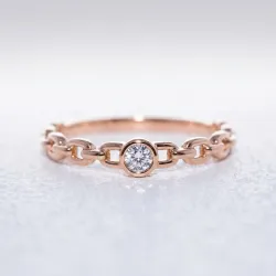 Bague Solitaire Anneau Maille en Or 18K ou Platine | Celinni