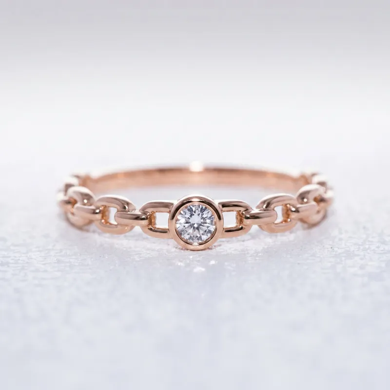 Bague Solitaire Anneau Maille en Or 18K ou Platine | Celinni