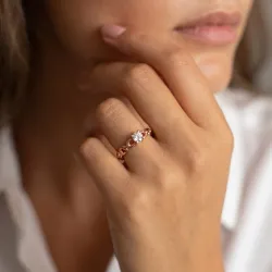 Bague Solitaire Anneau Maille en Or 18K ou Platine | Celinni