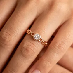 Bague Solitaire Anneau Maille en Or 18K ou Platine | Celinni