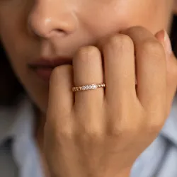 Bague Jonc Perlé Stations Pavées en Or 18K ou Platine