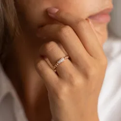 Bague Jonc Perlé Stations Pavées en Or 18K ou Platine