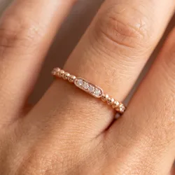 Bague Jonc Perlé Stations Pavées en Or 18K ou Platine
