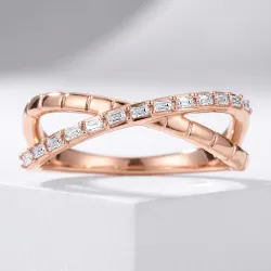 Bague Croisée Baguettes en Or 18K ou Platine | Celinni