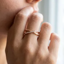 Bague Croisée Baguettes en Or 18K ou Platine | Celinni