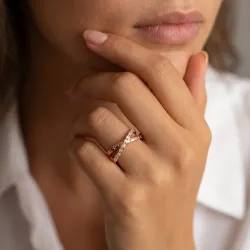 Bague Croisée Baguettes en Or 18K ou Platine | Celinni
