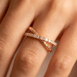 Bague Croisée Baguettes en Or 18K ou Platine | Celinni