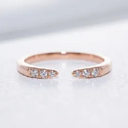 Bague Jonc Ouvert Six Diamants en Or 18K ou Platine