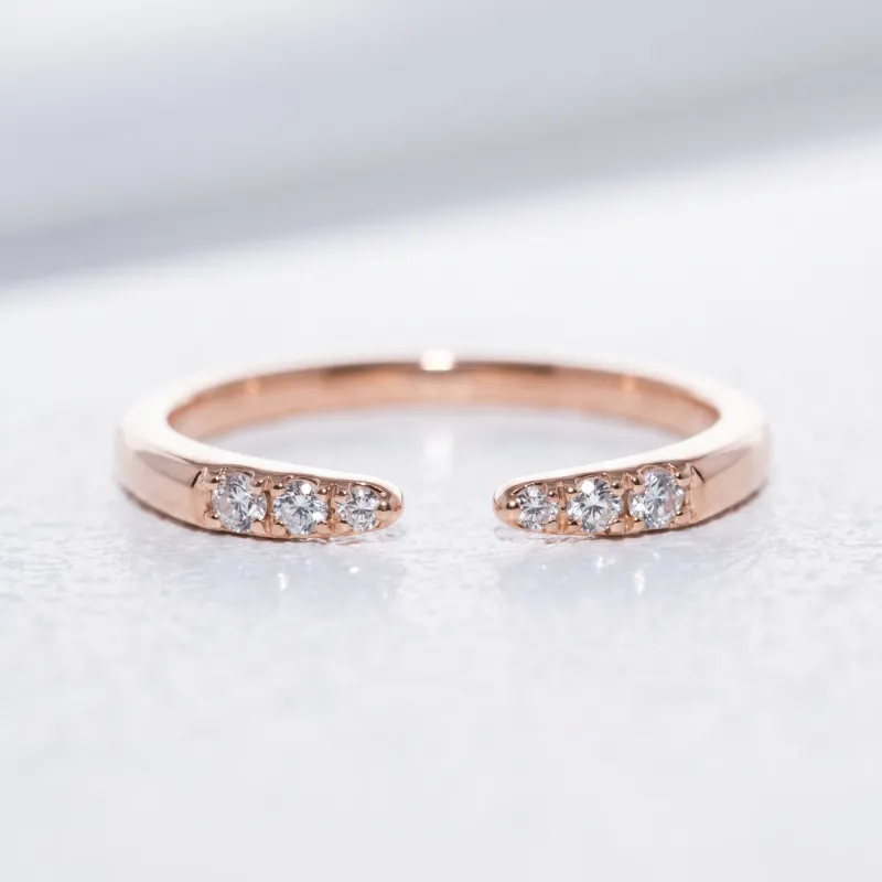 Bague Jonc Ouvert Six Diamants en Or 18K ou Platine