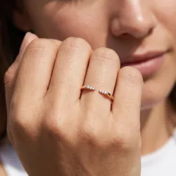 Bague Jonc Ouvert Six Diamants en Or 18K ou Platine