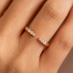 Bague Jonc Ouvert Six Diamants en Or 18K ou Platine
