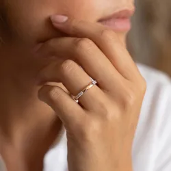 Bague Jonc Pavé Barrettes en Or 18K ou Platine | Celinni
