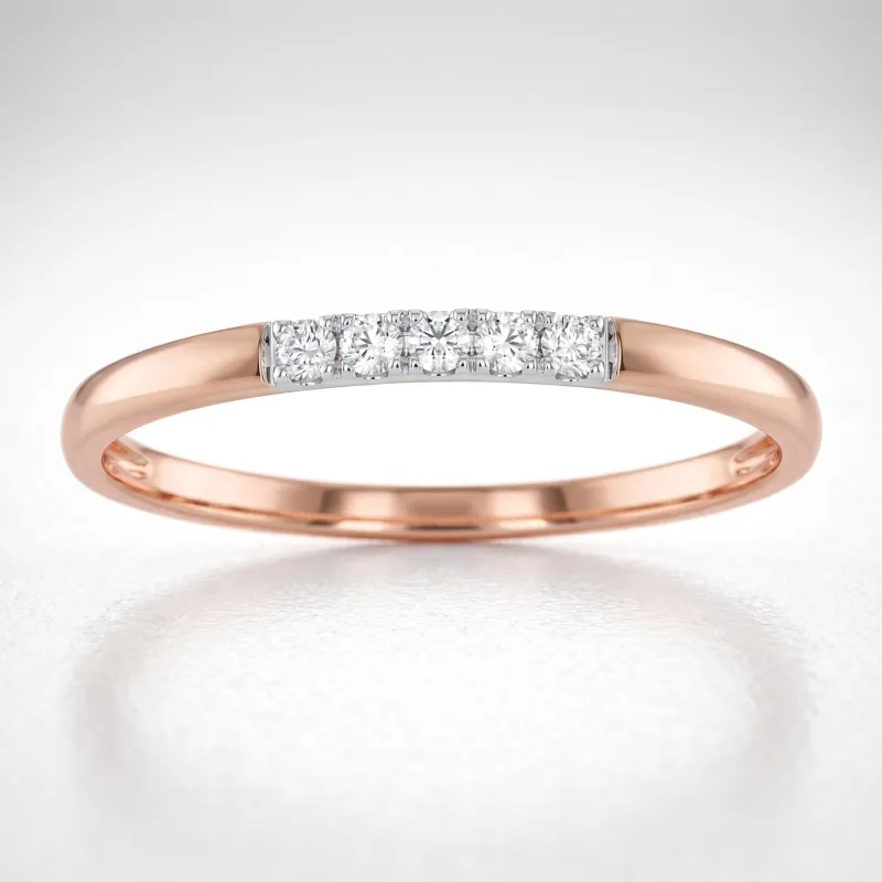 Bague Jonc Cinq Diamants en Or 18K ou Platine | Celinni