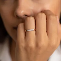 Bague Jonc Cinq Diamants en Or 18K ou Platine | Celinni