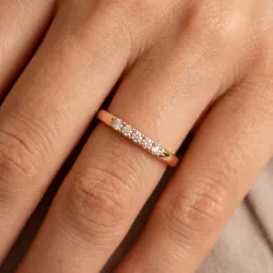 Bague Jonc Cinq Diamants en Or 18K ou Platine | Celinni