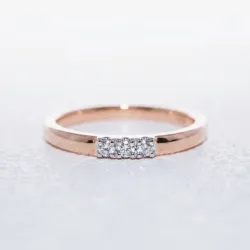 Bague Jonc Trois Diamants en Or 18K ou Platine | Celinni
