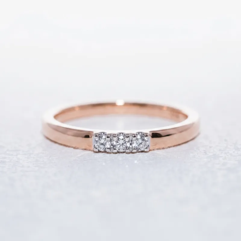 Bague Jonc Trois Diamants en Or 18K ou Platine | Celinni