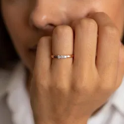 Bague Jonc Trois Diamants en Or 18K ou Platine | Celinni