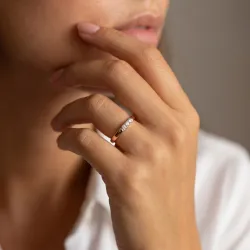 Bague Jonc Trois Diamants en Or 18K ou Platine | Celinni