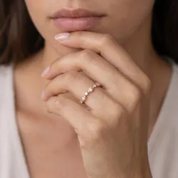 Bague Demi-alliance Marquise Milgrain en Or 18K ou Platine