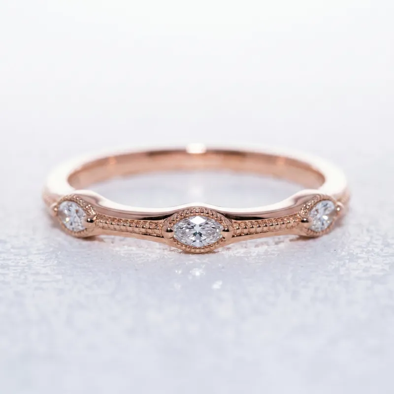 Bague Semée de Navettes en Or 18K ou Platine | Celinni