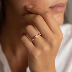 Bague Semée de Navettes en Or 18K ou Platine | Celinni