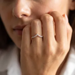Bague Couronne Chevron Grènetée en Or 18K ou Platine