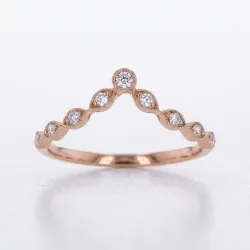 Bague Couronne Marquise Grènetée en Or 18K ou Platine