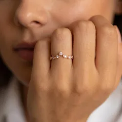 Bague Couronne Marquise Grènetée en Or 18K ou Platine