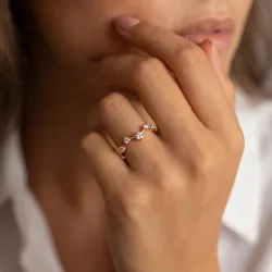 Bague Chevron Diamants Griffes en Or 18K ou Platine