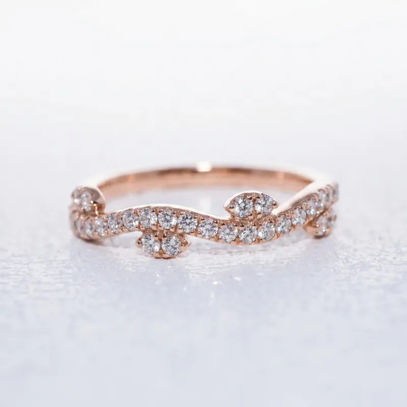 Bague Croisée Volutes Pavées en Or 18K ou Platine | Celinni