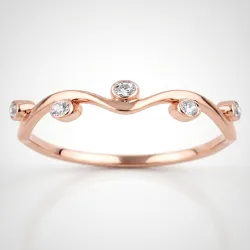 Bague Jonc Vague Semé de Diamants en Or 18K ou Platine