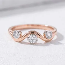 Bague Jonc Vague Trio Contrari&eacute; en Or 18K ou Platine