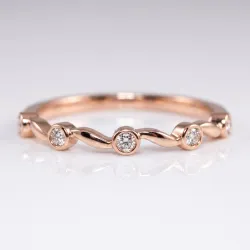 Bague Jonc Milgrain Navette en Or 18K ou Platine | Celinni