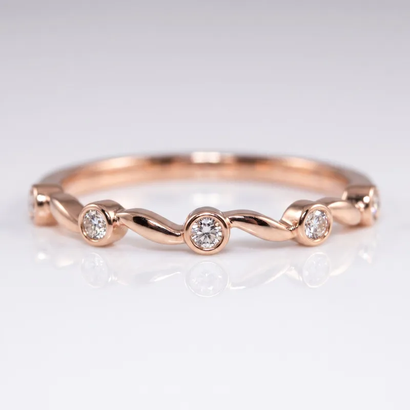 Bague Jonc Milgrain Navette en Or 18K ou Platine | Celinni