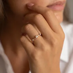 Bague Jonc Milgrain Navette en Or 18K ou Platine | Celinni