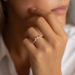 Bague Demi-couronne Diamants en Or 18K ou Platine | Celinni