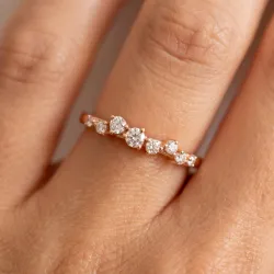 Bague Demi-couronne Diamants en Or 18K ou Platine | Celinni