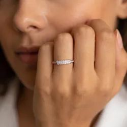 Bague Jonc Pavé Perlé en Or 18K ou Platine | Celinni