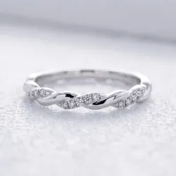 Bague Jonc Torsadé Diamants en Or 18K ou Platine | Celinni