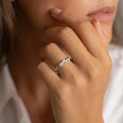 Bague Jonc Torsadé Diamants en Or 18K ou Platine | Celinni
