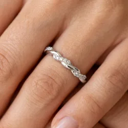 Bague Jonc Torsadé Diamants en Or 18K ou Platine | Celinni