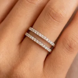 Bague Double Ligne Ajourée en Or 18K ou Platine | Celinni