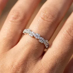 Bague Alliance Feuilles Marquises en Or 18K ou Platine