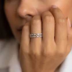 Bague Double Rang Gouttes Maillons en Or 18K ou Platine
