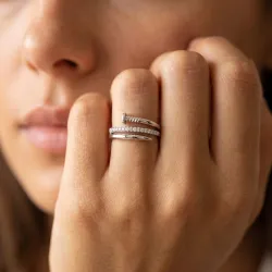Bague Clou Enroulé Pavé en Or 18K ou Platine | Celinni