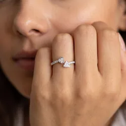 Bague Toi & Moi Cœur et Flèche en Or 18K ou Platine